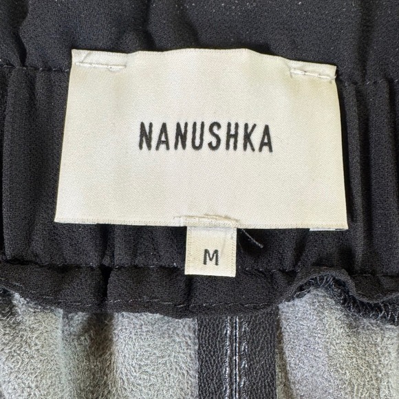 Nanushka Vegan Leather Wrap Skirt Black Tie Waist Size Medium Made in Hungary - Picture 6 of 9